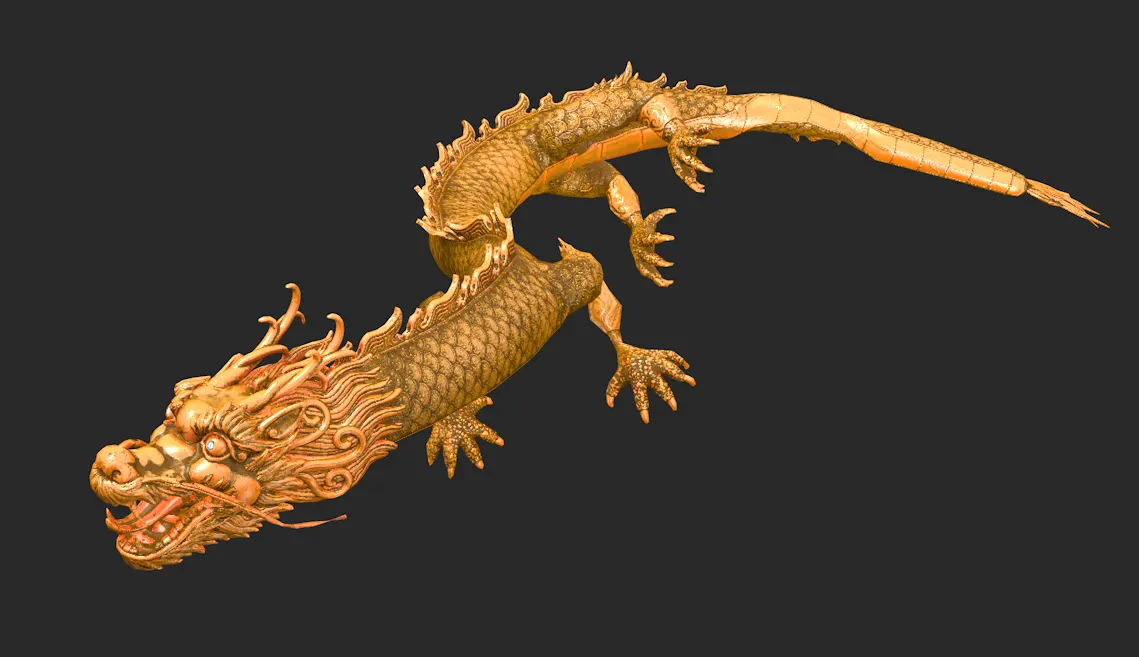 四爪中国古典龙3D动画角色模型超清材质CG动画特效ARVR项目通用Chinese dragon 3d model