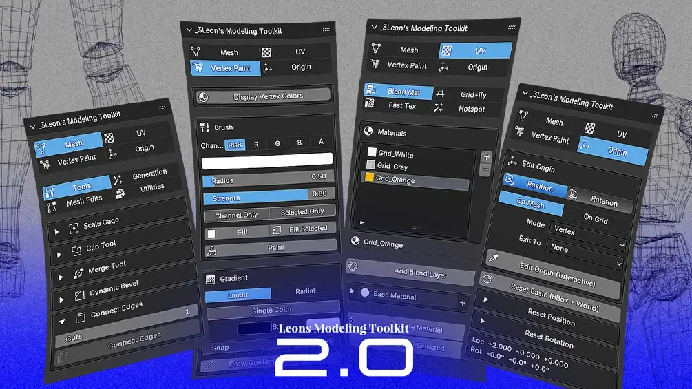 Blender建筑建模插件 Leons Modeling Toolkit 2.0下载｜关卡布局 Blockout 热点编辑器 Trimsheet 纹理工具