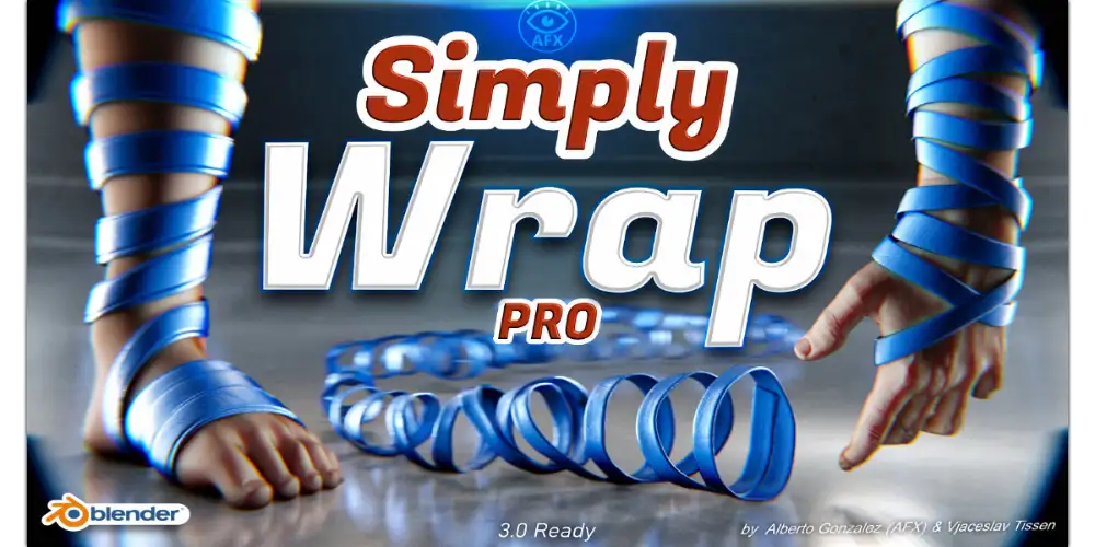 Blender绳子缠绕插件Simply Wrap Pro V2.5.1下载与使用教程，支持绸缎丝带布条多边形包裹建模