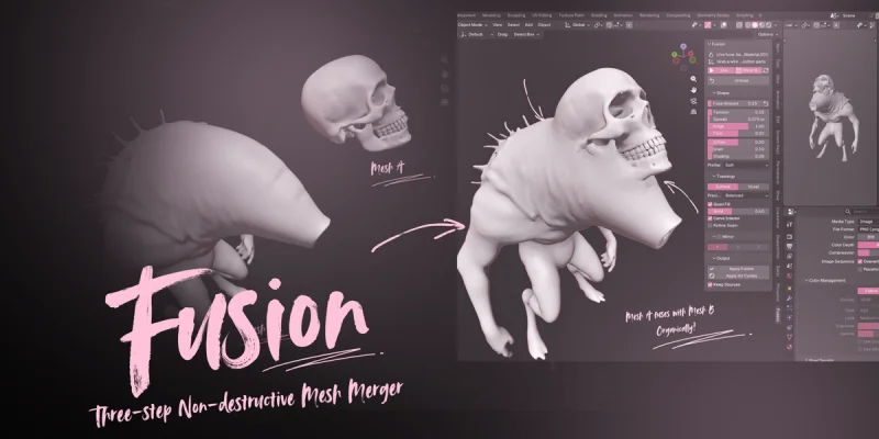 Blender非破坏性实时网格融合插件 Fusion V1.0.0 免费下载