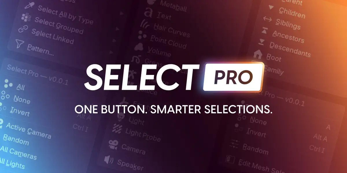 Blender一体化菜单插件智能选择增强插件下载Select-Pro v0.1.0-beta：Blender