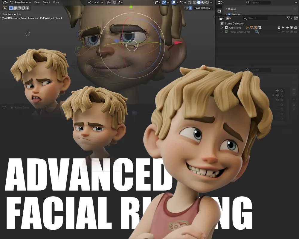 Blender Studio 高级面部绑定实战：从零构建影视级角色表情系统Blender Studio - Advanced Facial Rigging