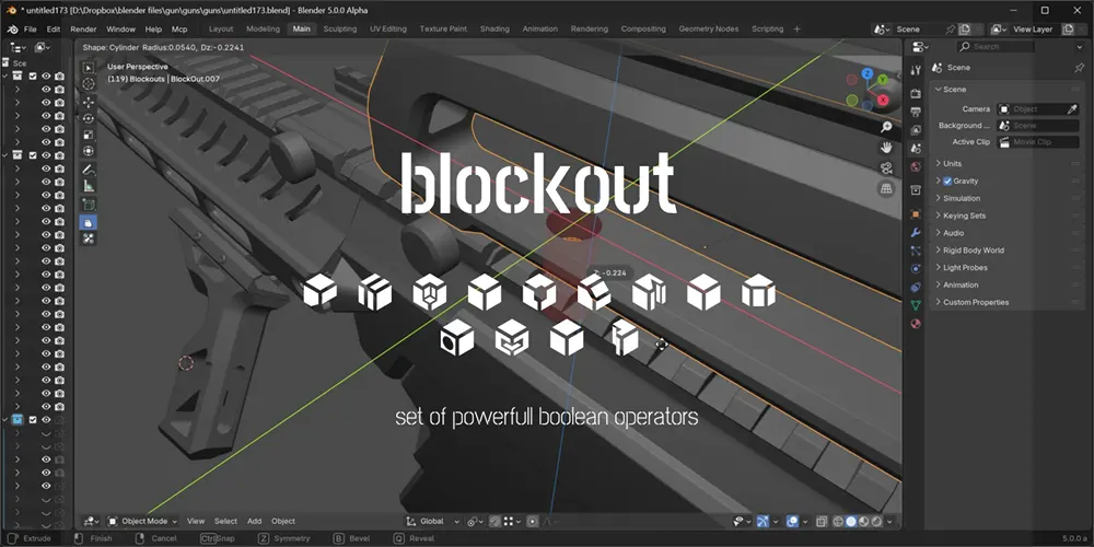 Blender智能布尔建模插件 Blockout V1.5.1 高效工作流版本下载