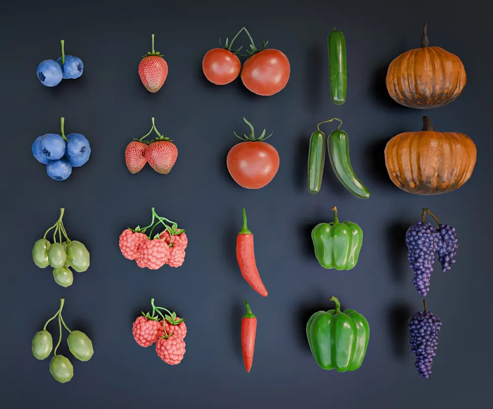 Blender 20组低多边形水果3D模型 Fruits Collection