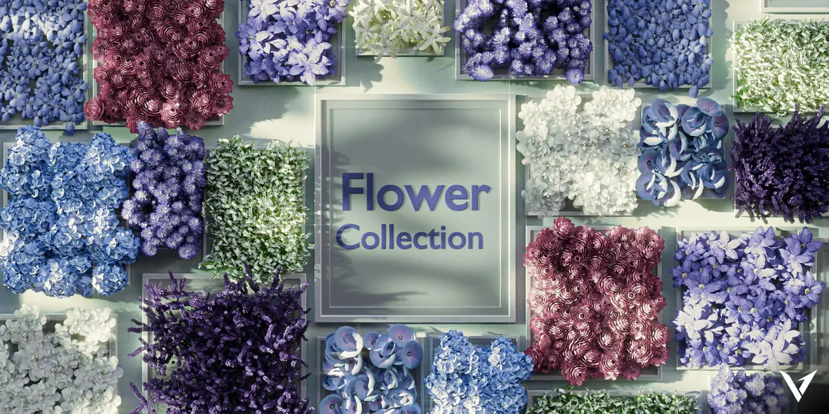 Blender低多边形花朵3D模型下载 20组游戏场景植物Flowers Collection资源包