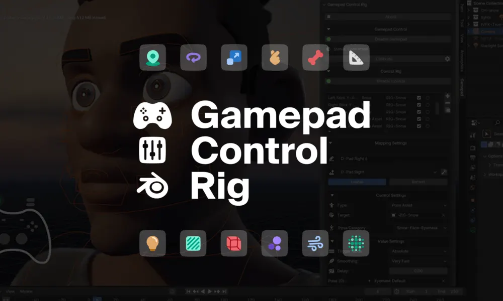 Blender手柄动画控制器插件 Gamepad Control Rig v1.3.0 中文版下载 实时动画与游戏手柄绑定工具