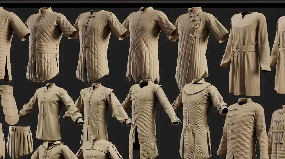 45套中世纪男性服装3D模型服装工程ZPRJ服装版型FBX角色服装Artstation中世纪男装资源包45 Medieval Men Clothing-MEGA PACK(zprj-fbx)- VOL
