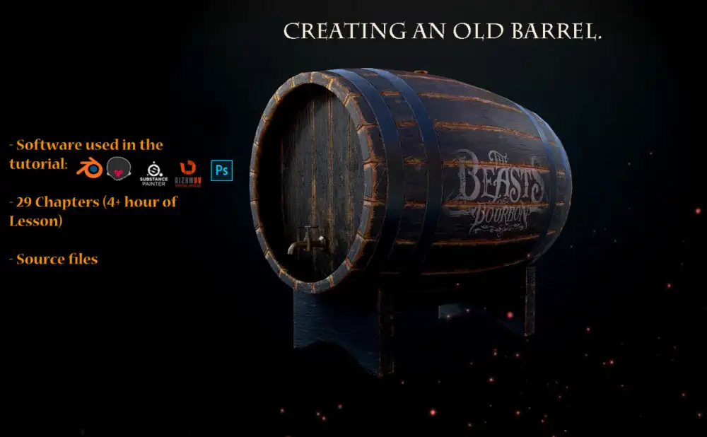 Blender老旧木桶建模贴图教程 Gumroad – Creating an Old Barrel in Blender