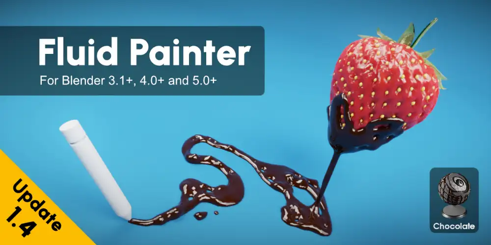 Blender Fluid Painter v1.4.2 流体绘制插件下载 | 3D曲面流体模拟工具