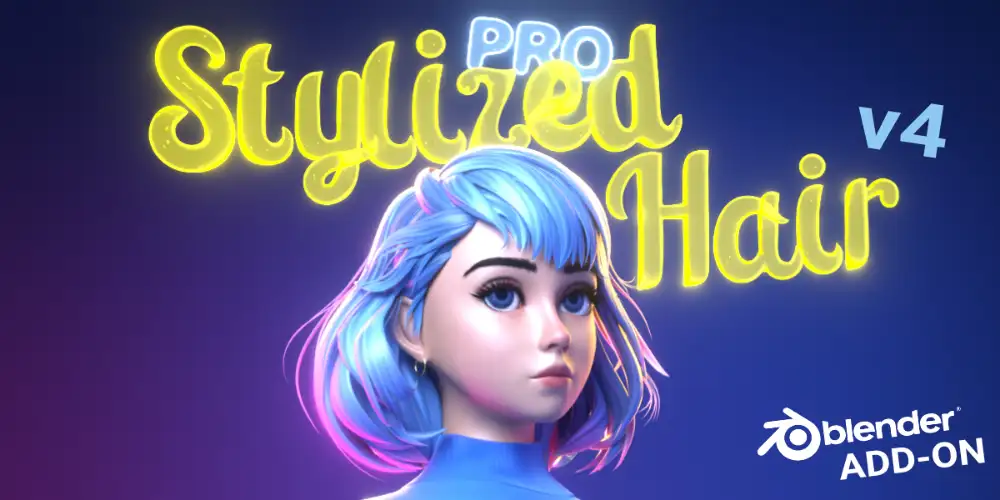Stylized Hair Pro v4.3.1 Blender风格化头发几何节点插件下载