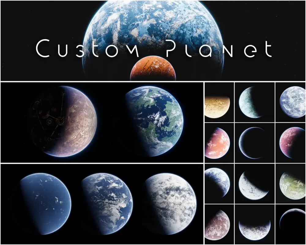 Blender Custom Planet插件下载 – 2D秒速星球生成器，实时渲染行星表面/云层/大气/星场Custom Planet - Blender Addon