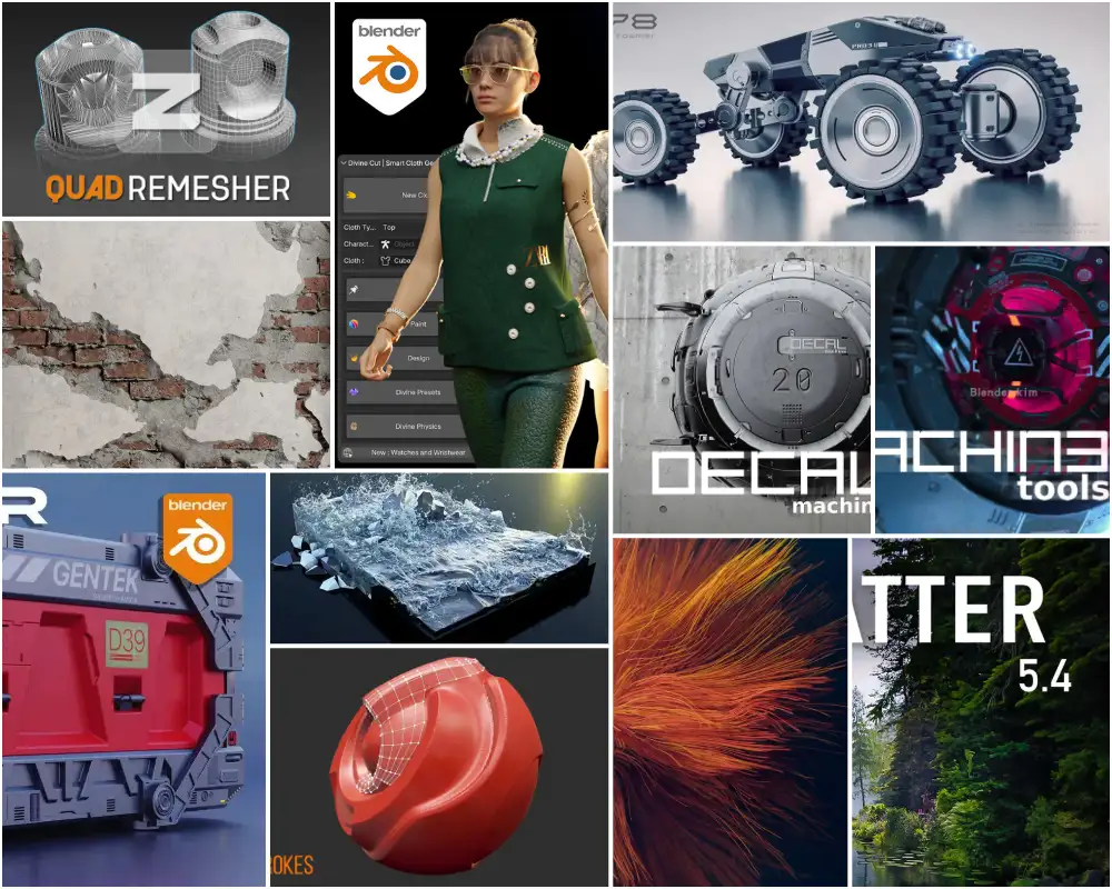 Blender插件合集2027：建模、渲染、粒子流体与场景制作必备插件大全