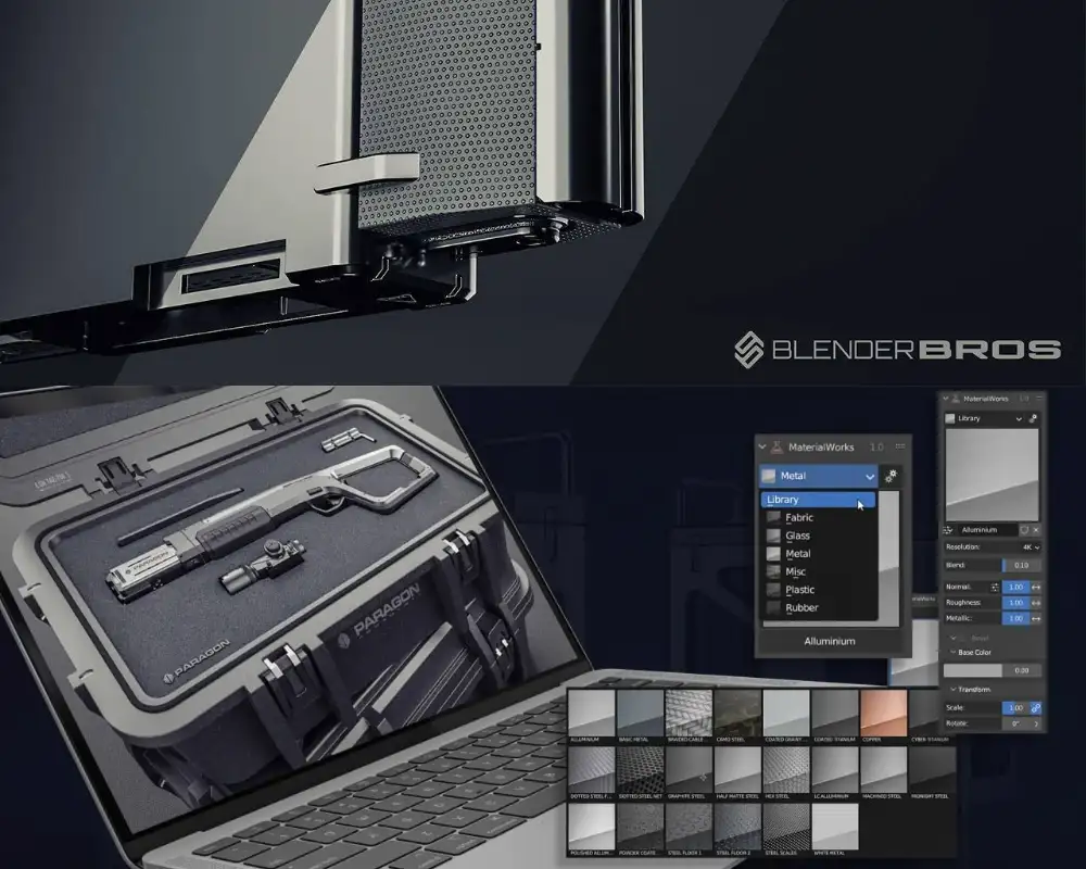 MaterialWorks 2.0 Blender材质插件下载 一键PBR纹理真实感渲染硬表面贴花边缘磨损工具