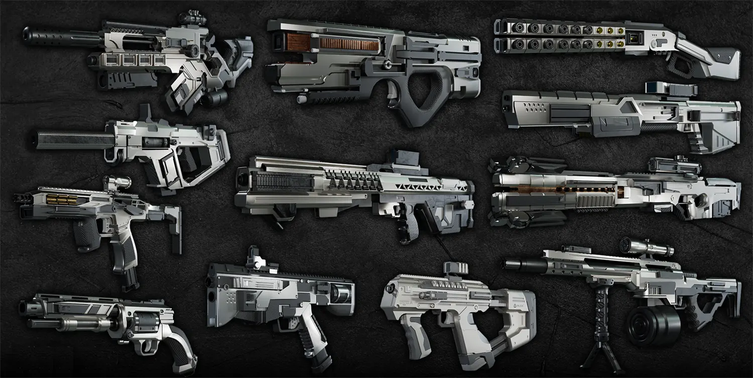 12支科幻枪支3D模型资产 Artstation – Noya Gun Kitbash