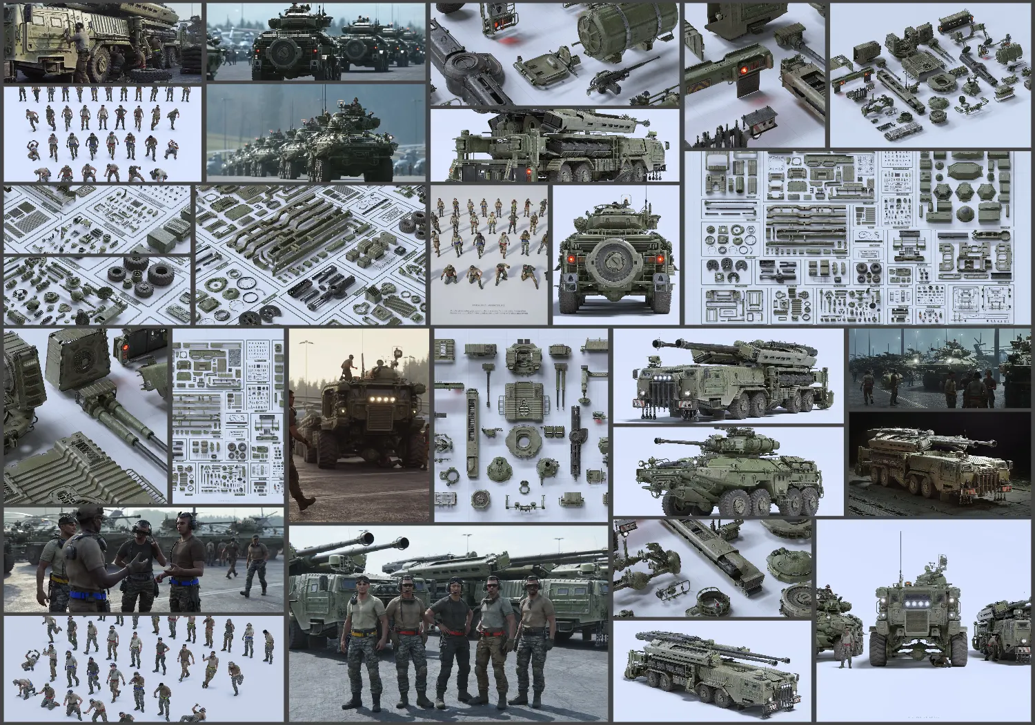 BMS军事武装人物角色坦克车硬面3D资产模型 Armor Blender/FBX/OBJ/UE格式 BigMediumSmall – Armor