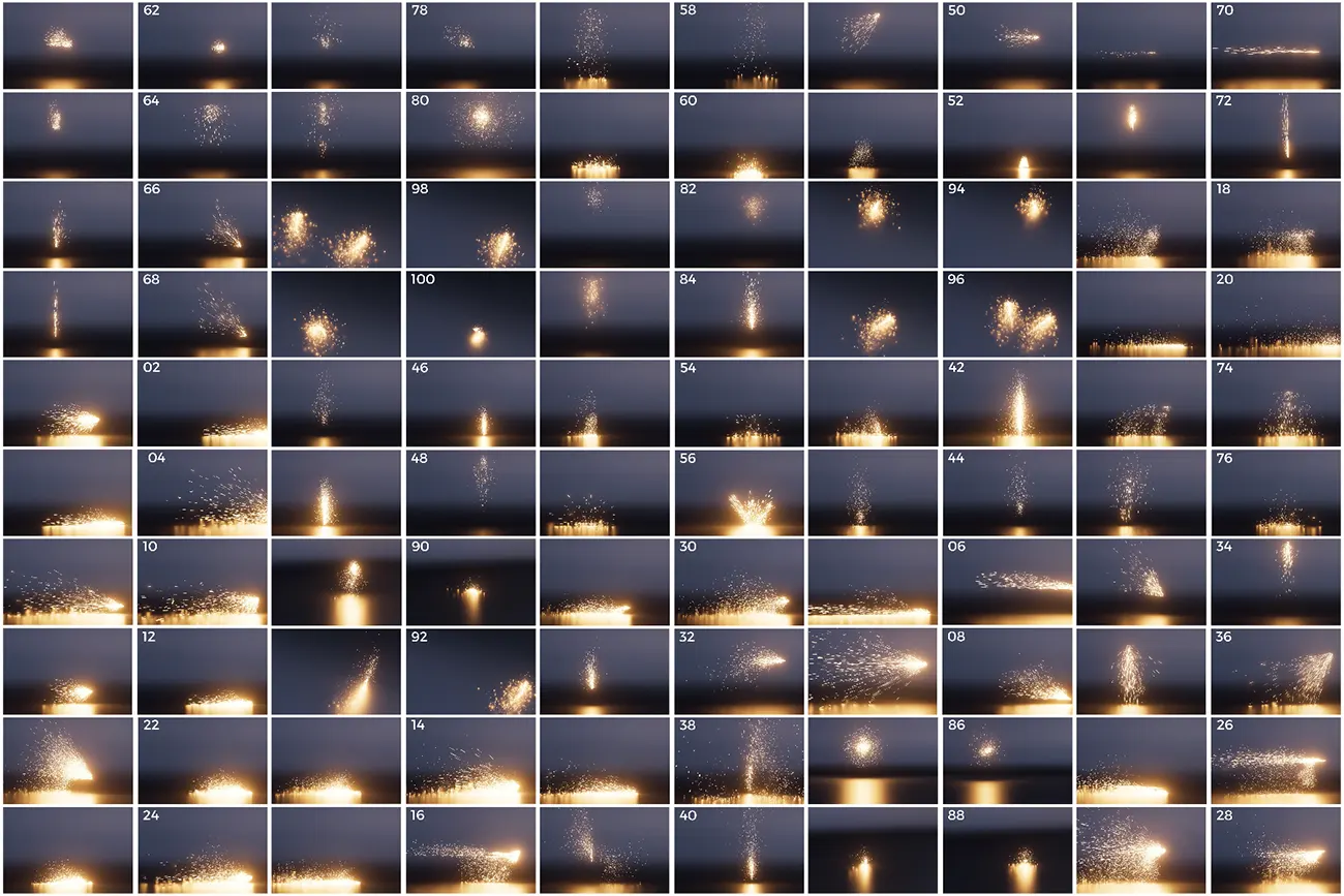 100个火花ABC动态特效3D模型