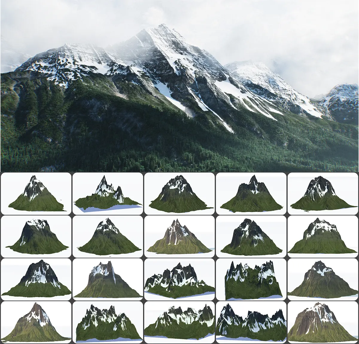 21个雪山山峰地势地貌高山地形3D模型 Classic Mountain Pack Full